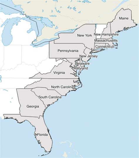Map of US East Coast